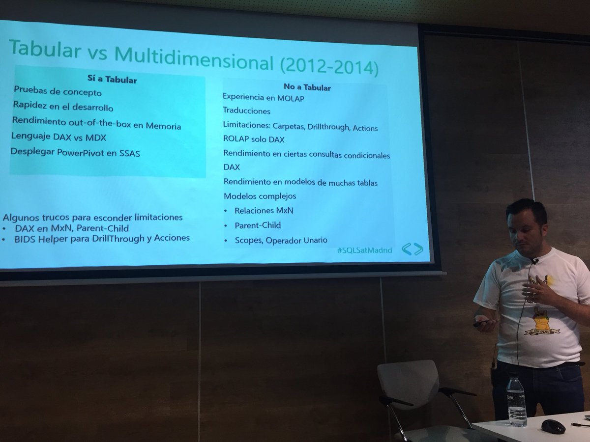 ambynet's tweet image. Vaya pedazo de sesión espectacular nos está regalando @rpertusa en #SQLSatMadrid sobre #TabularModel vs #MultidimensionalModel 👏😁👏