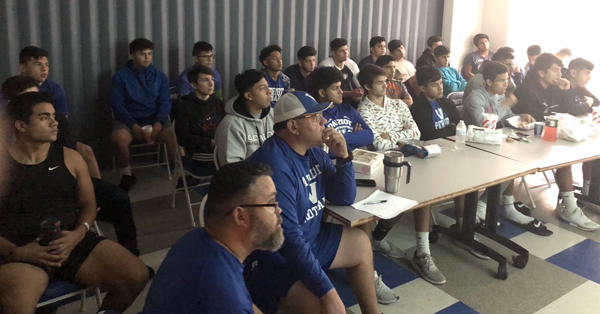 CoachGilpin's tweet photo. Defensive film session this morning!!! Got a BIG GAME on Saturday against an undefeated Brownsville Pace team that is VERY GOOD!! We need the Blue Dawg defense to do their thing...play fast and play physical!!! Looking forward to this one!!
#battleoftheundefeated https://t.co/Bi1dY1N73V