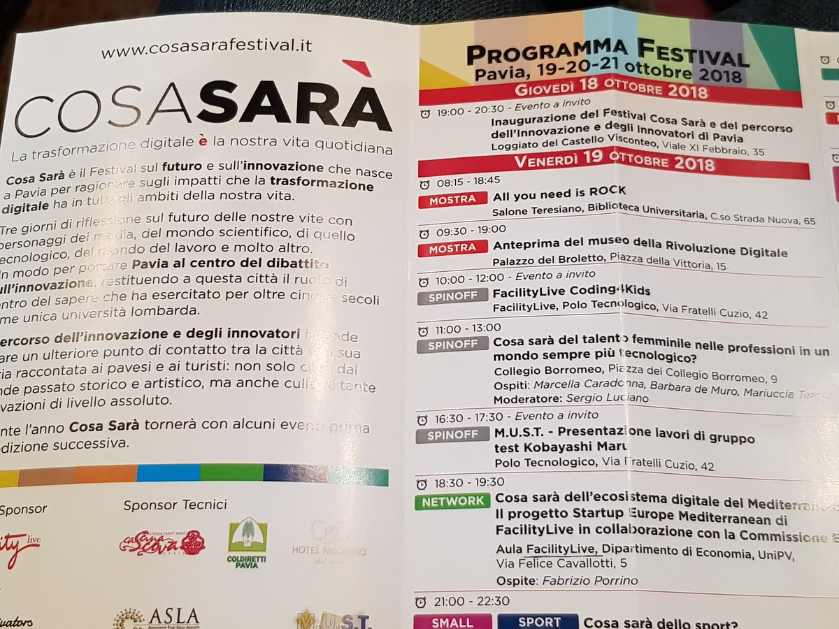 espby's tweet photo. #cosasara a Pavia il Festival sul futuro e sull'innovazione in un Paese che non sa progettare competenze #digitalmismatch con @alessiojacona https://t.co/dqOSx7EHYN