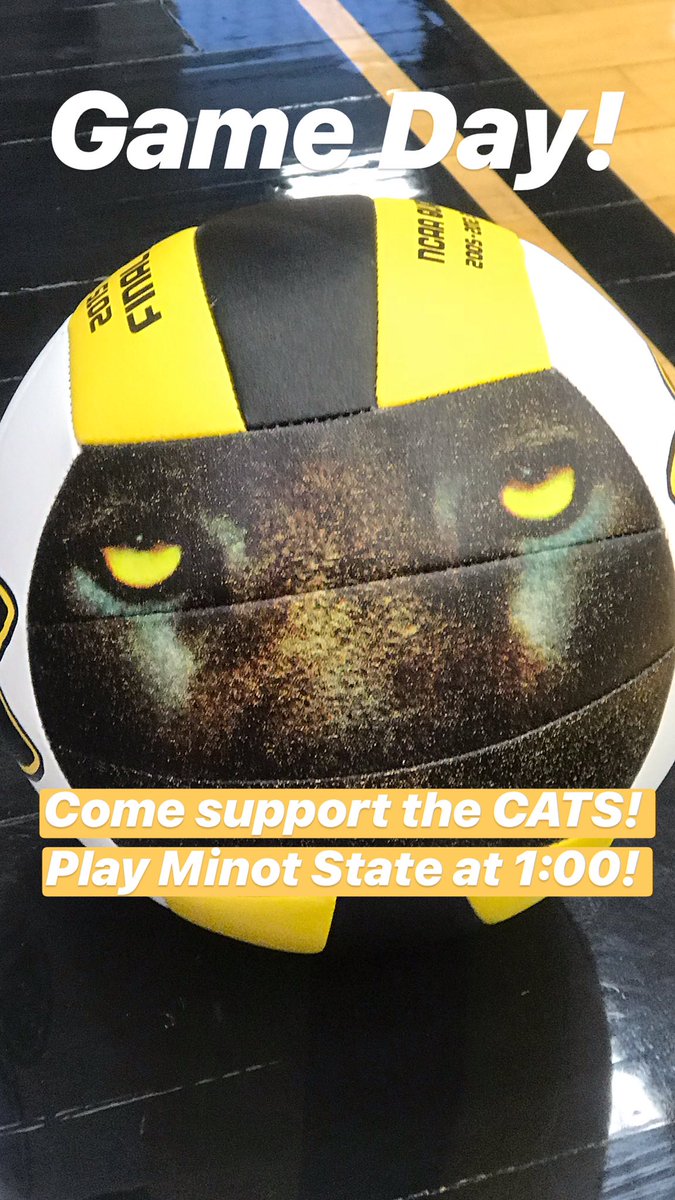 WSCWildcatVB's tweet photo. WE LOVE GAME DAY! Especially at home! Come out and cheer for the Cats—take on Minot State at 1:00! #threePB https://t.co/Q7roBRTq3i