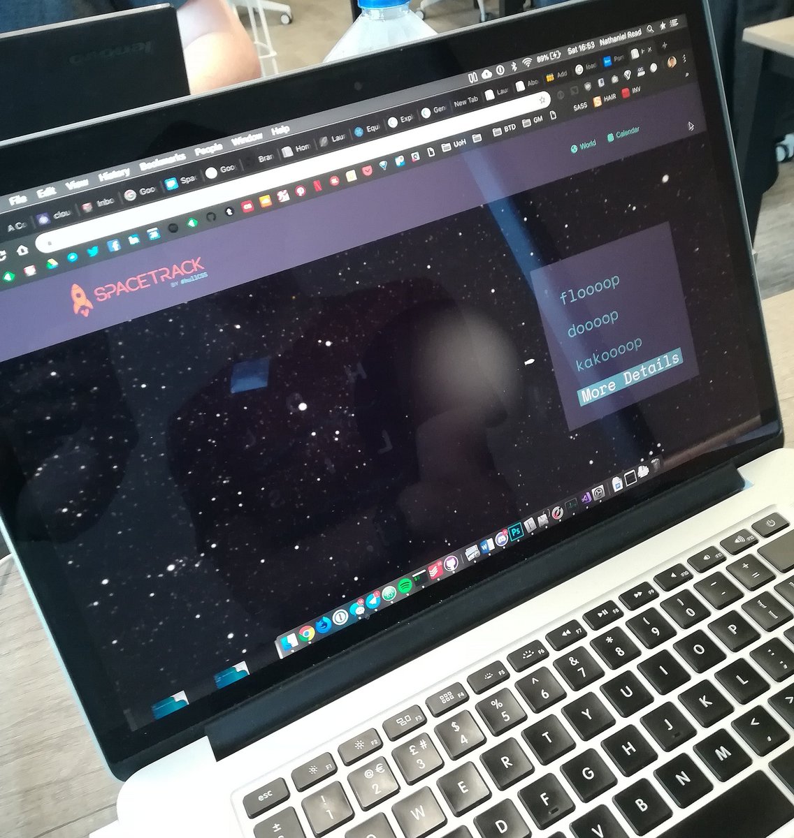SpaceAppsHull's tweet image. #HullCSS team are making some serious progress with their SPACETRACK Web app. The plan is to have a live rotating globe and a calendar that tracks global rocket launches. #SpaceAppsHull2018