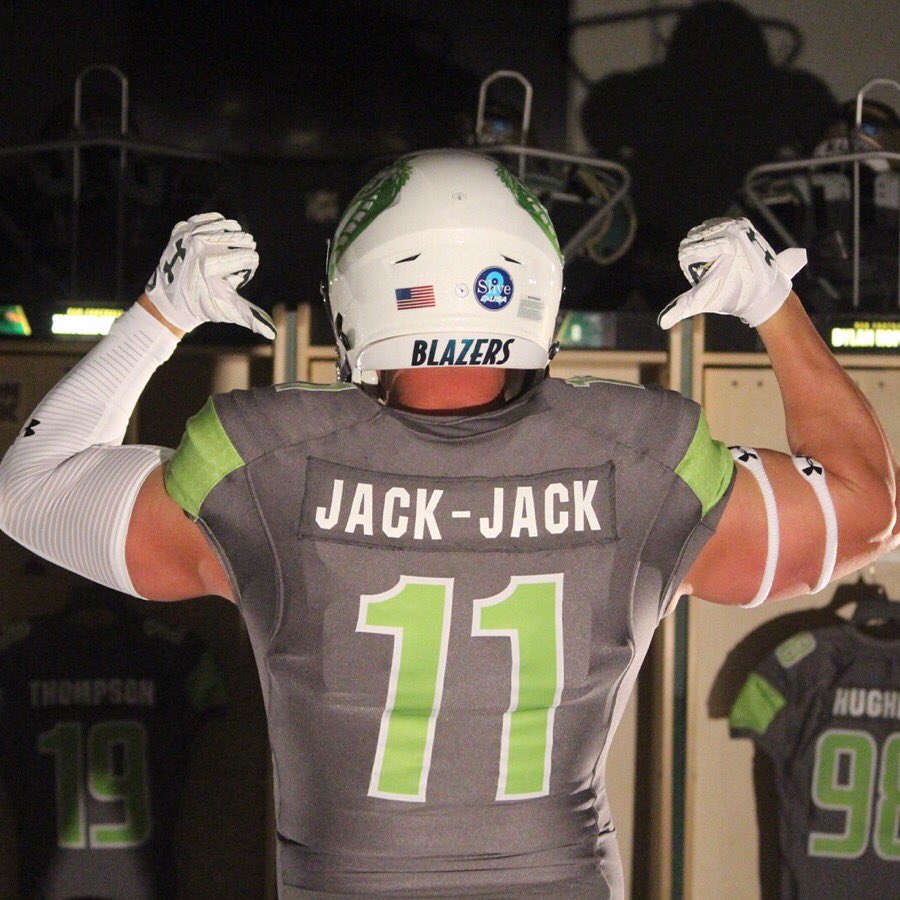 .<a href="/UAB_FB/">UAB Football</a> carries on their tradition of honoring boys and girls <a href="/ChildrensHarbor/">Children's Harbor</a>. Each Blazer will wear the name of a patient on the back of their jerseys. They will also pay tribute to Jackson “Jack-Jack” Thomas who passed away at the age of five from Rhizomelic Chondrodysplasia.