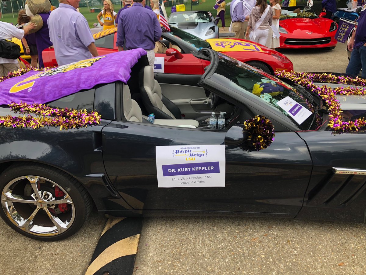 My wheels for the Homecoming Parade. Yea BR Corvette club! Geaux Tigers! #PurpleReign <a href="/lsu/">LSU</a> ⁦<a href="/LSUstudents/">LSU students</a>⁩ ⁦<a href="/LSUCampusLife/">LSU Campus Life</a>⁩