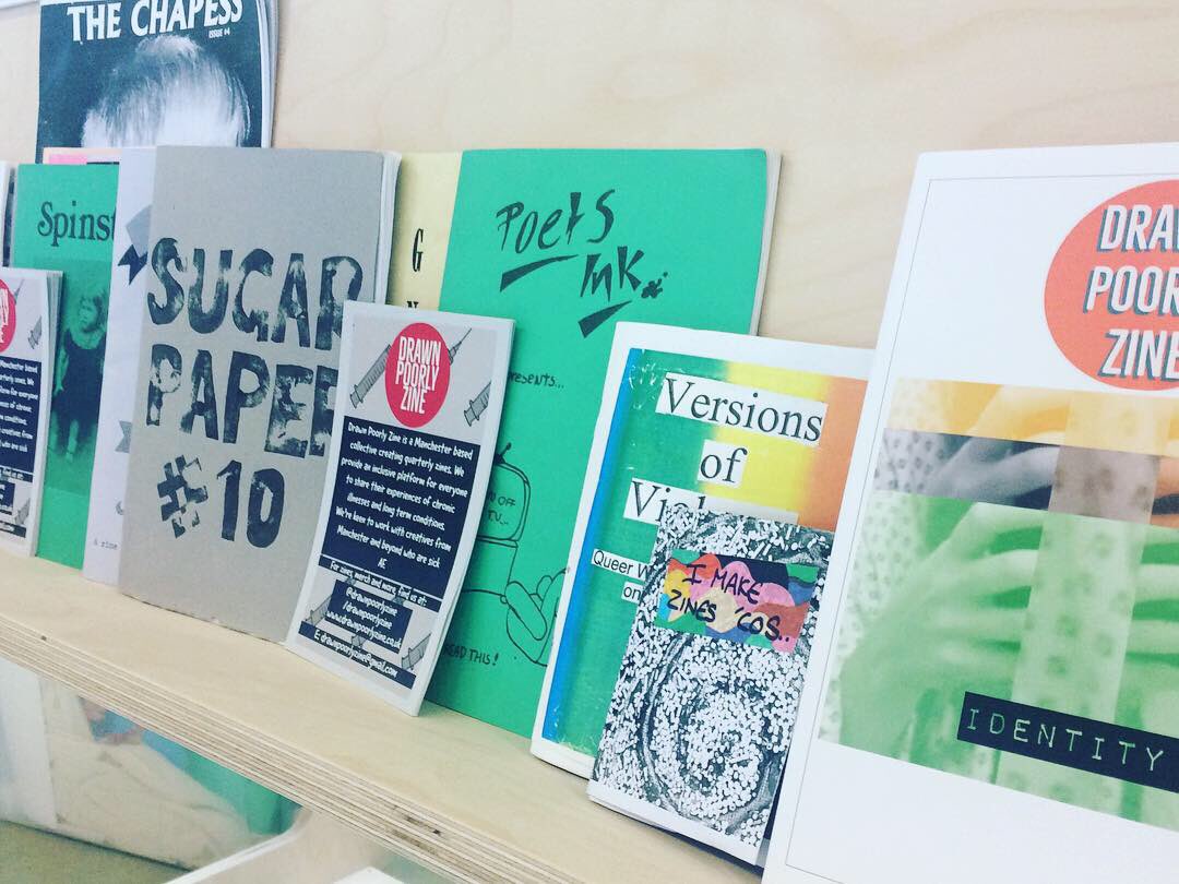 Our zines have found a new home in #northcitylibrary zine library #mcrcreativespaces ❤️❤️❤️ @CreativeCityGM