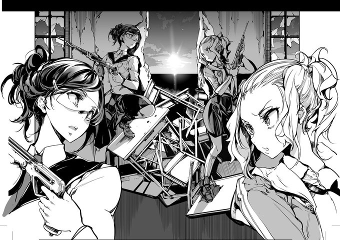 乙姫ダイバー9話ペン入れ、教室机のバリケードにプラモを活用 