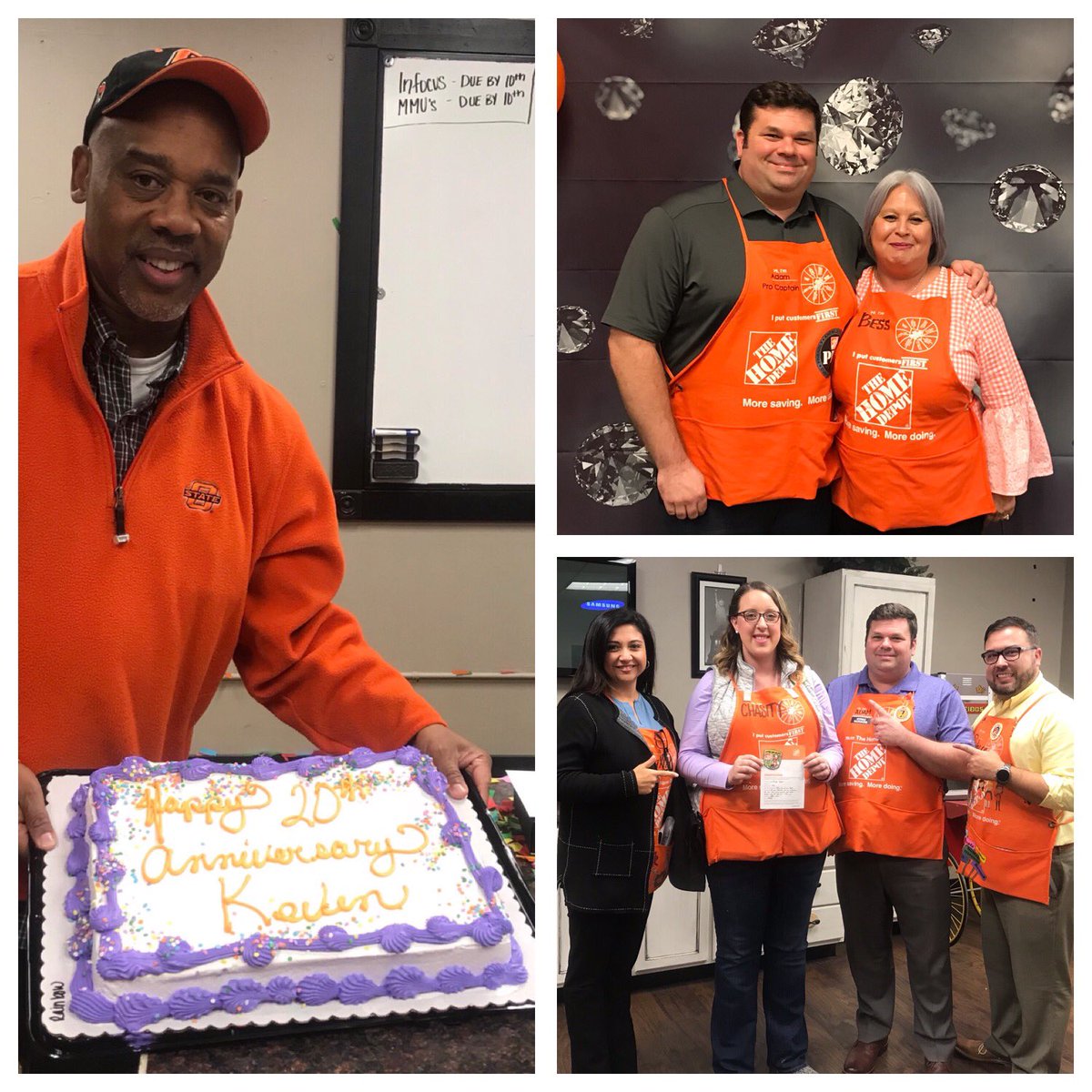 Great week @ 3901. Bess celebrating 24 years and Kevin 20 years! Chasity being recognized for her commitment to our associates while walking w/ Patty!