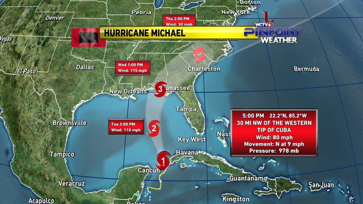 WCTVFirstAlert's tweet photo. Here's the latest information and forecast on #Michael from the National Hurricane Center. https://t.co/sGt2jTlWsz