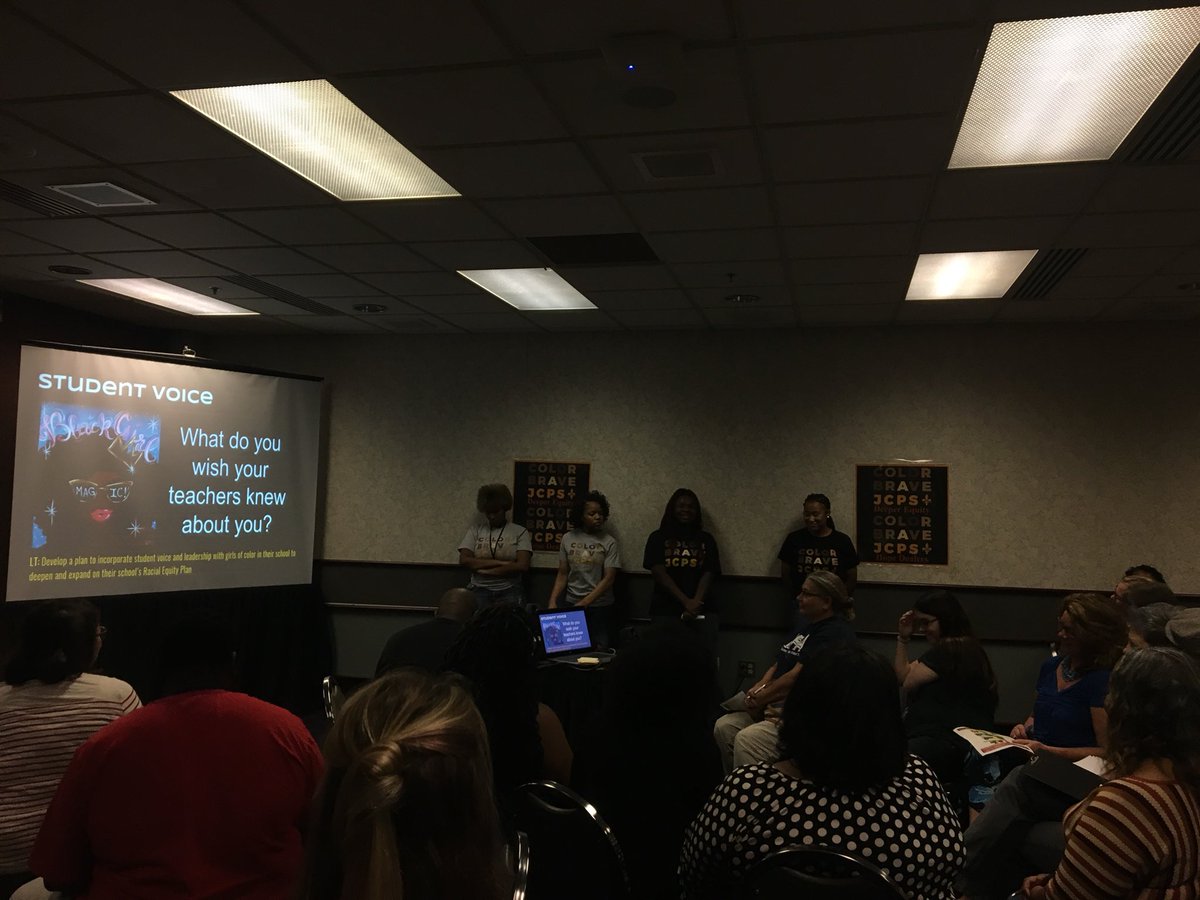 ColorBraveJcps's tweet photo. .@ColorBraveJcps Girls of Color panel sharing their narrative of school experience #DeeperEquity #PushBackOnPushOut https://t.co/eiG2qFtmeV