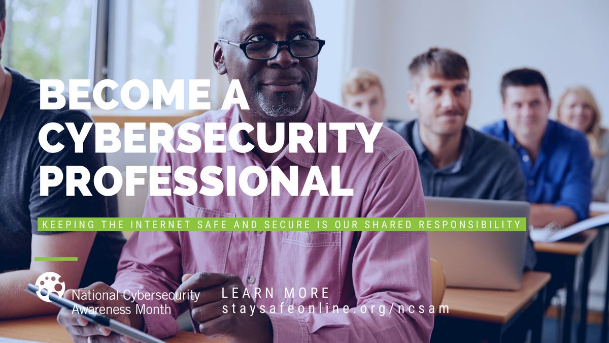 KSCyberForum's tweet photo. Looking for a #career change? Week 2 of #CyberAware Month is all about working in #cybersecurity. Discover the endless opportunities in securing the internet this October. ↓ https://t.co/g8tmPcR6Eu