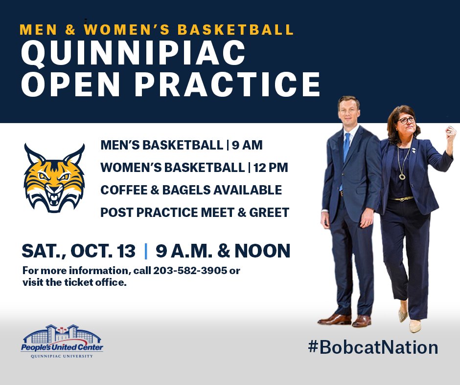 Both <a href="/QU_MBB/">Quinnipiac Men's Basketball</a> &amp; <a href="/QU_WBB/">Quinnipiac Women's Basketball</a> have an open practice on Saturday at People's United Center! #BobcatNation