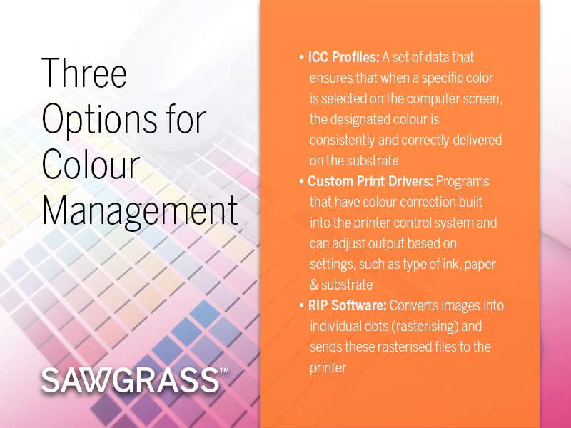 SawgrassInk's tweet photo. Did you know that there are three main types of colour management software you can use for sublimation? #dyesub #dyesublimation #dyesubprint https://t.co/2LalO2scc3