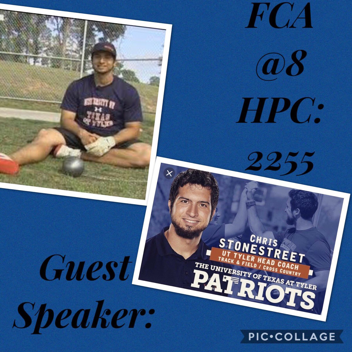 TyCollegiateFCA's tweet image. 🚨@FCAUTTyler tonight at 8:00 pm in HPC 2255. @UTT_XCTF Head Coach  Chris Stonestreet (@brickstreet17) will be speaking tonight. He’s a UTT T/F alum (big time thrower!); Strength &amp;amp; Conditioning Coach; Assist. Coach now Head Coach. He’s done it all! 🚨#uttfca #fcastrong