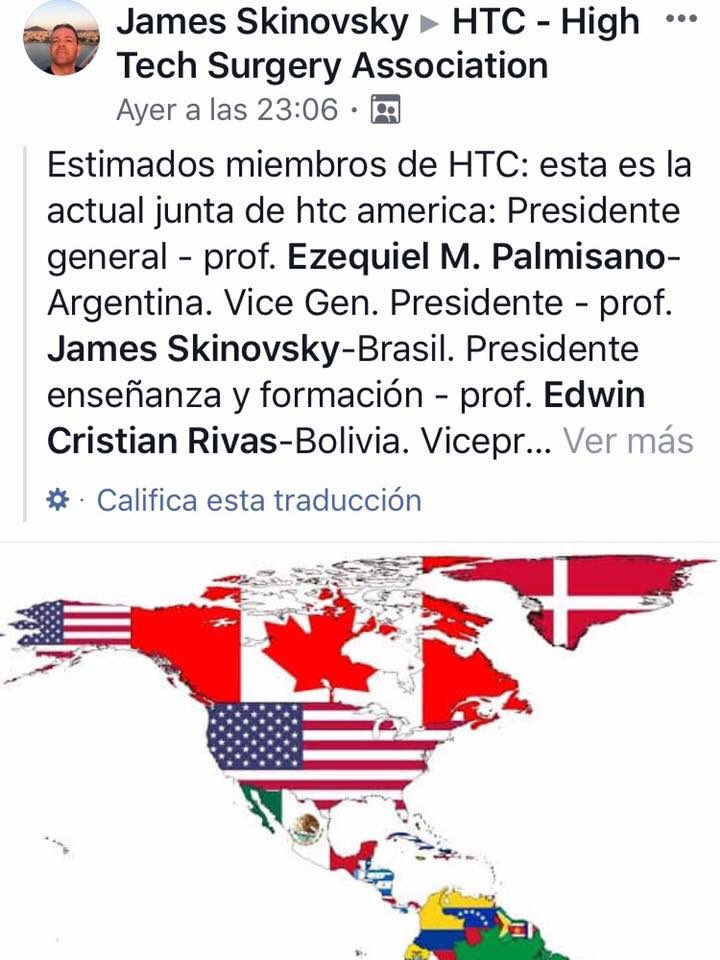empalmisano's tweet photo. Muy agradecido al Prof. James Skinovsky y a los miembros de High Tech Surgery Association por el voto de confianza y mi designación como nuevo Presidente de la Junta HTC América. https://t.co/46GxQJRUzJ