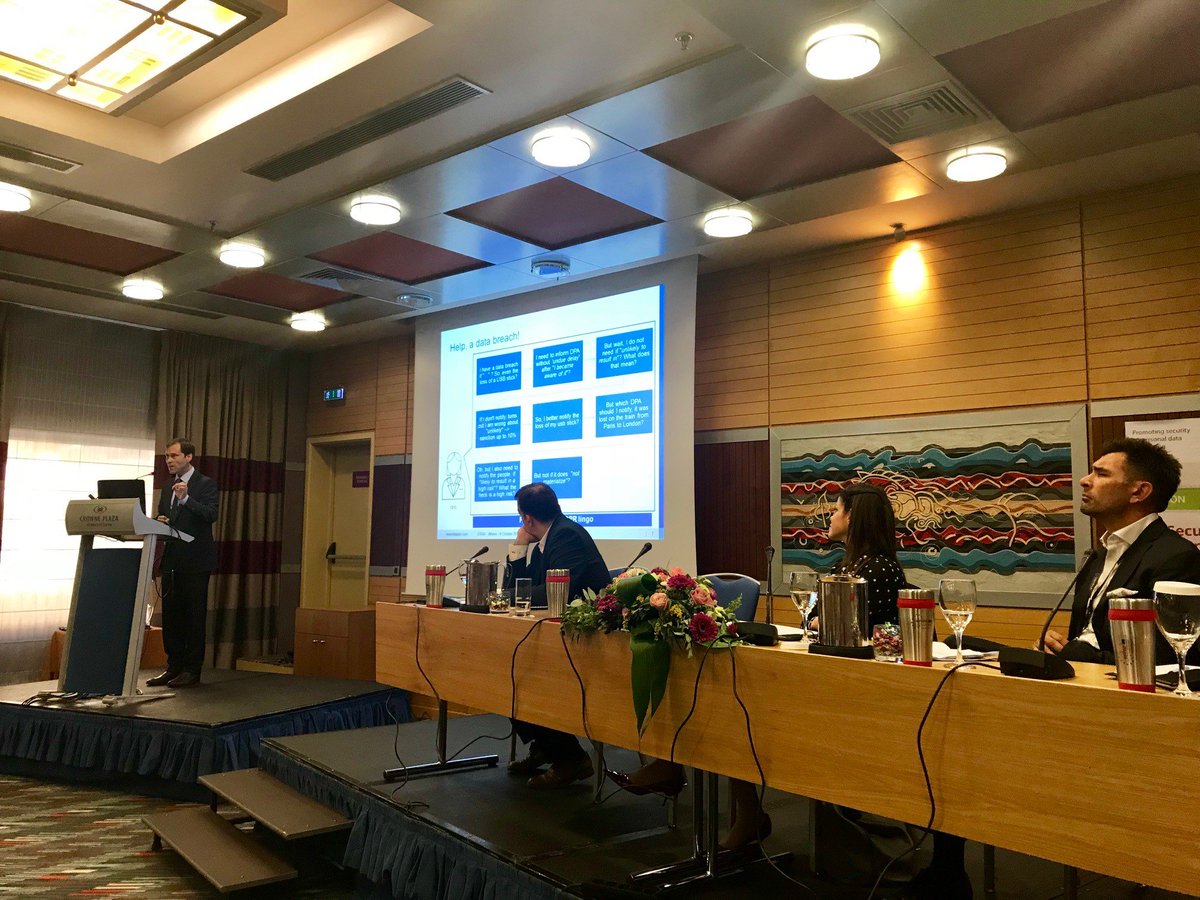 enisa_eu's tweet photo. Personal data breaches - what an #SME should know &amp; do? Panelists from @EU_EDPS, @Vodafone_GR, @Obrela, @DLA_Piper joined the debate during #ENISA's Security of Personal Data Processing Event. https://t.co/iO7NLTdxvq