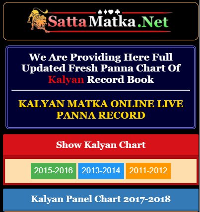 Kalyan Chart With Panna
