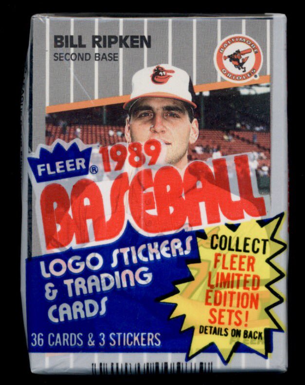baseballcardDoc's tweet photo. The holy grail of '89 Fleer cello packs. ⚾️⚾️⚾️ #billyripken #1989fleer #fleer #cellopack #baseballcard #baseballcards #baseballcarddoc #baseballcardmovie #jackofalltrades #orioles https://t.co/D3MNHp4yvu
