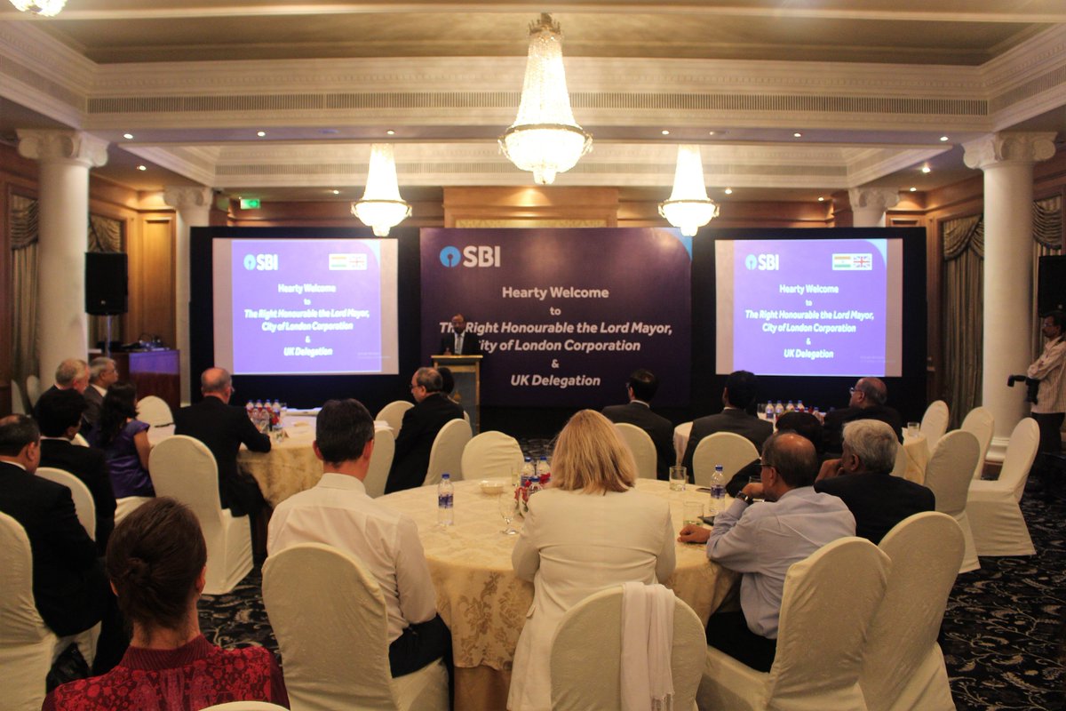 Earlier this year <a href="/TheOfficialSBI/">State Bank of India</a>, who have been in <a href="/cityoflondon/">City of London</a> nearly 100 years, launched their UK subsidiary at <a href="/GuildhallLondon/">Guildhall London</a>. What a treat therefore to meet SBI Chairman <a href="/rkumar1958/">Rajnish Kumar</a> and his team tonight in #Mumbai. Many thanks for your warm welcome.