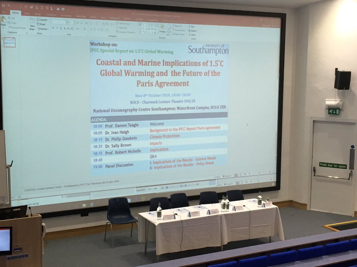 ivanhaigh's tweet photo. Exited to be speaking at our special seminar on #ipccsr15 - @IPCC_CH / key message we must act now to limit temperature to below 1.5 degrees https://t.co/IooTLwjWSr