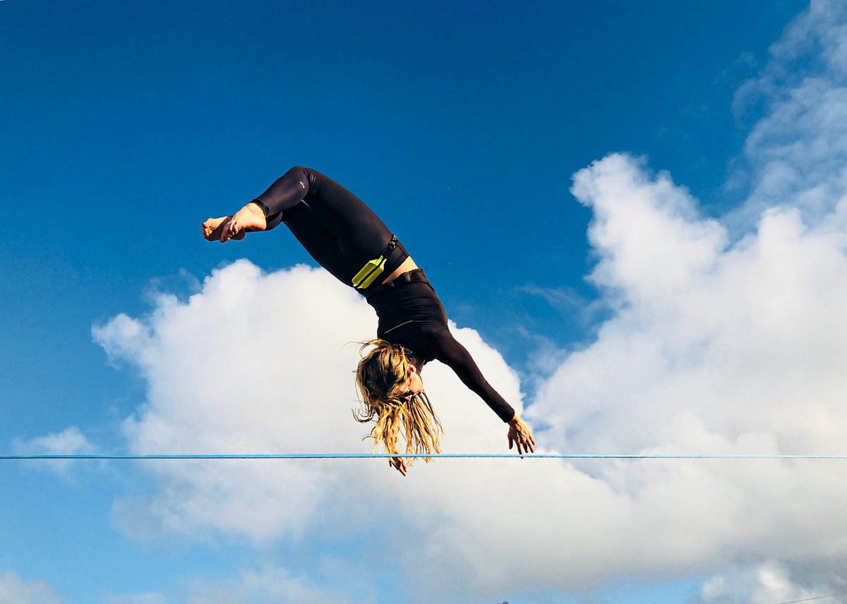 SPIBELT's tweet photo. Monday has our head in the clouds
.
.
.
@rebeccaslackline
.
.
.
#flip #slackine #blue #clouds #slack #redbull #inspiration #xgames https://t.co/LWwcZABD7R