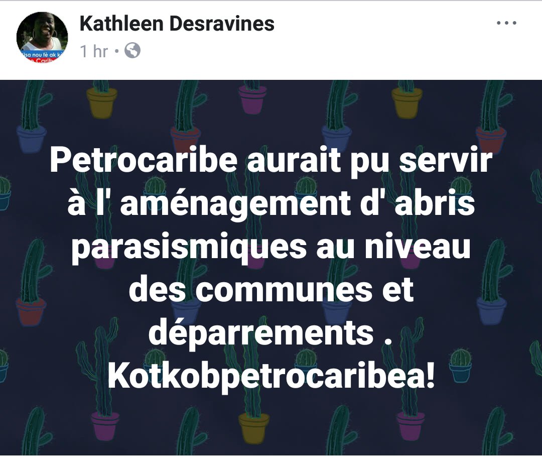 DeHaitien's tweet photo. Message de la Première Ministre du Gouvernement virtuel, suite au tremblement de terre de magnitude 5.9 qui a frappé certaines régions du pays...#PetroCaribeChallenge #AyitiNouVleA #KotKobPetwoKaribea
 https://t.co/S4uqjbfY6e https://t.co/kNiATQlec2