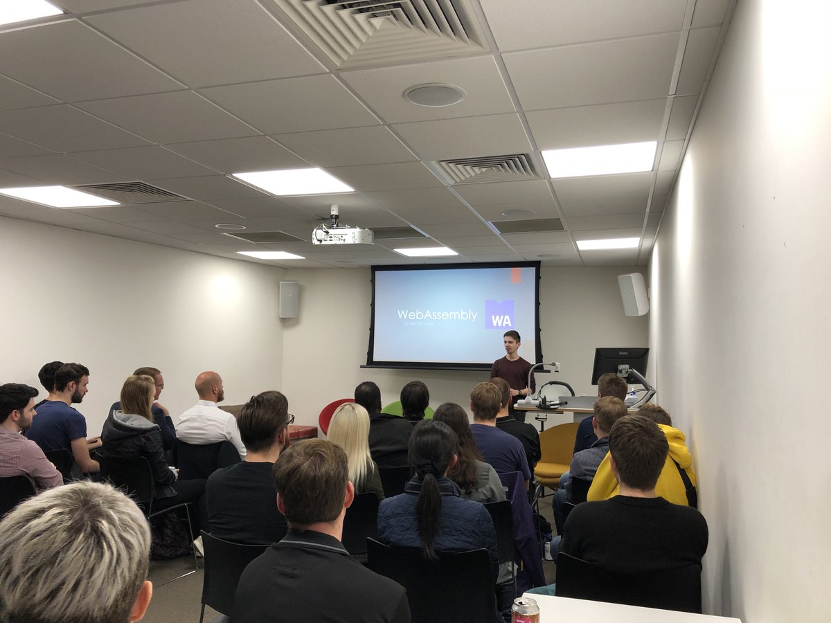 hullstack's tweet image. Will Prichard has kicked off the lightning talks with a lovely overview of WebAssembly #codepenhull @C4Dihull