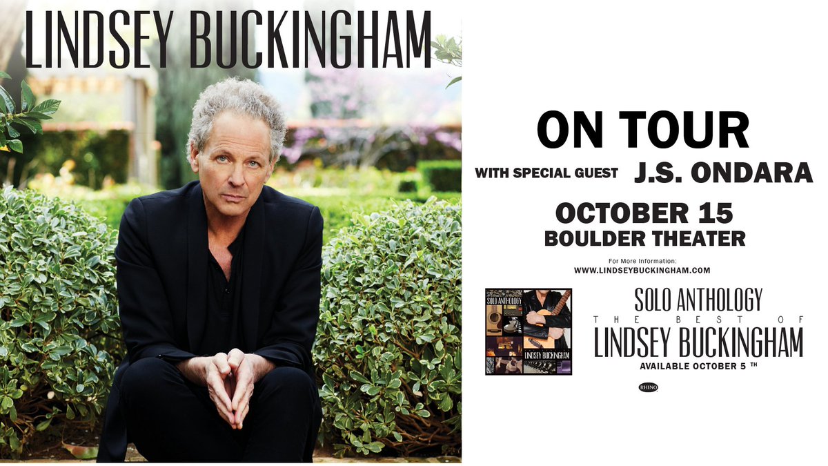BoulderTheater's tweet photo. !! LOW TICKET ALERT !! 
Don't wait - tickets to the @LBuckingham show on October 15th are almost gone! Secure yours now at https://t.co/TKENlSA9ZX https://t.co/vbwy8CRMF4