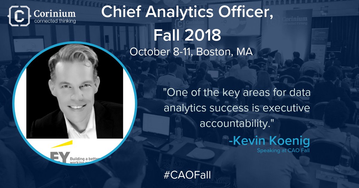 CoriniumGlobal's tweet image. Kevin Koenig, Partner at EY, puts emphasis on the key to analytics success! #CAOFall #FallIntoAnalytics #ChiefAnalyticsOfficer #Fall #Analytics