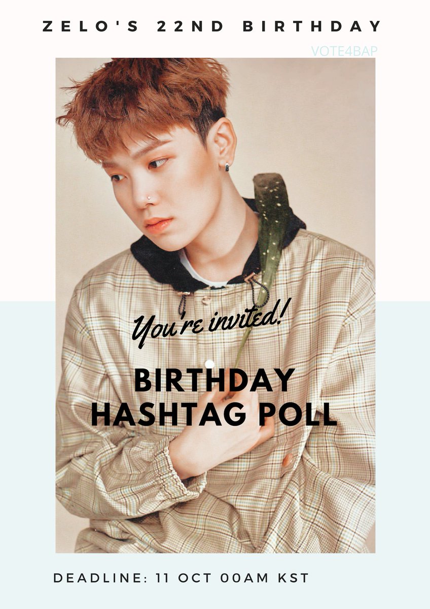 [✩] Please vote for your favourite hashtag to trend on #ZELO's birthday.  절로의 생일 해시태그 투표해주세요❣️

Ends: 11 OCT

goo.gl/forms/q6bf1s24…