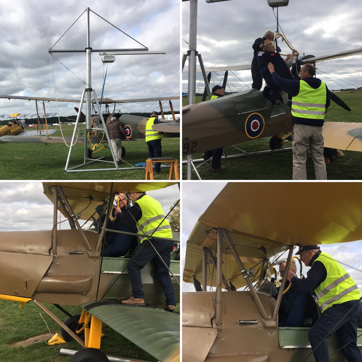 Busy day for the tiger moths hoisting in ⁦<a href="/Aerobility/">Aerobility</a>⁩ customers to give them a genuine #airexperience #Disability #flying