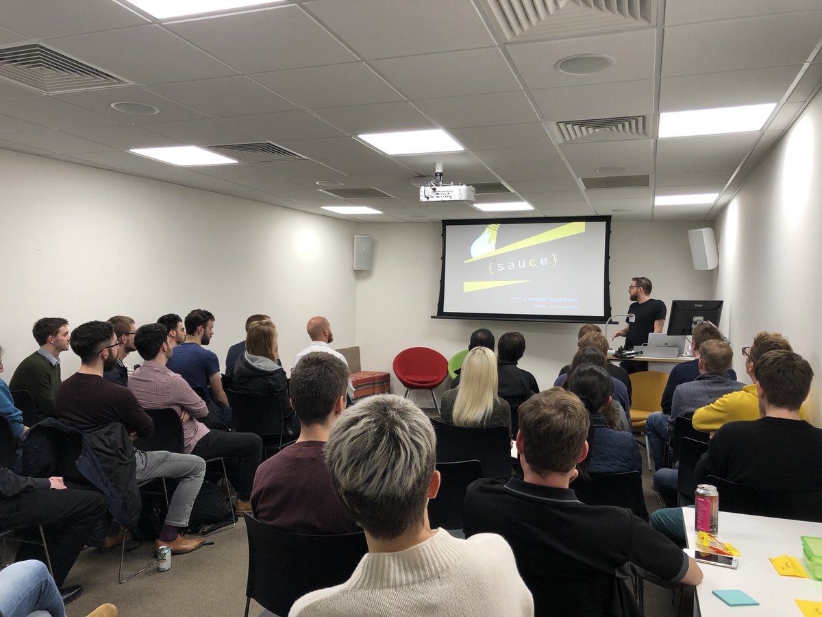 hullstack's tweet image. The final lightning talk is from Matt Weldon with a fantastic overview of AWS Sagemaker #codepenhull @C4Dihull @wearesauceio
