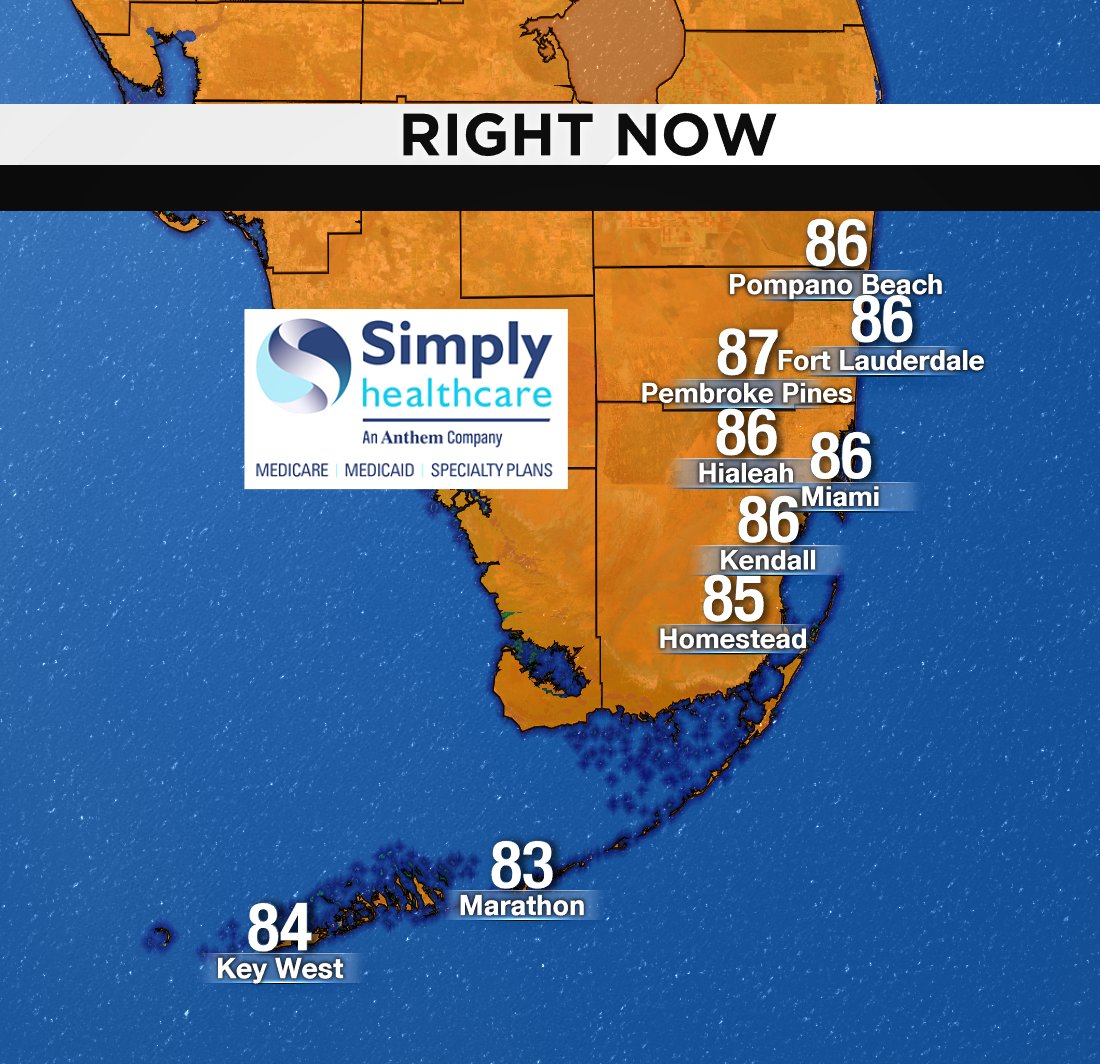 It's 2PM, here are south Florida's current temperatures. #BROWARD #MIAMIDADE #FLKEYS Presented by Simply Healthcare https://t.co/5xwMiupL57