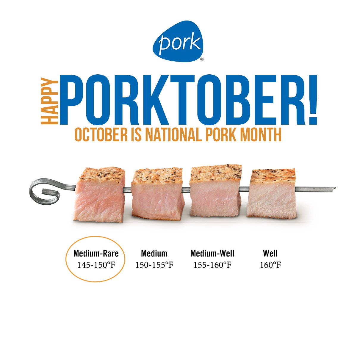 IndianaPork's tweet photo. As you’re putting pork on your fork this month, let us remind you that the best pork is not overcooked! Pork is perfect (and safe) at a pink 145 degrees F.  #INPork #ForkMorePork https://t.co/LM5hKmpFLF