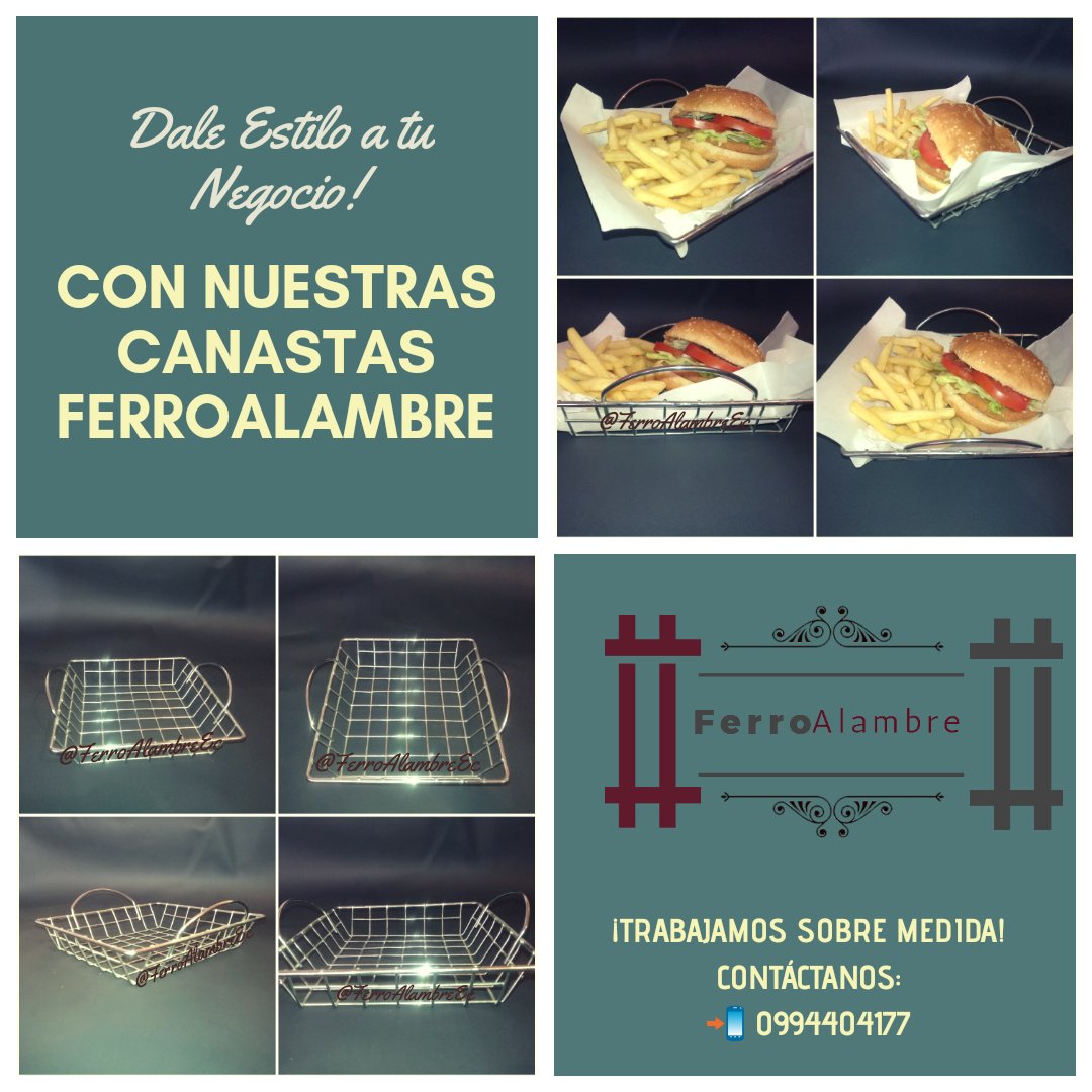 FerroAlambreEc's tweet photo. Es hora del almuerzo!! 🍔🍟
Que tal sí le damos estilo con nuestras #MiniCanastas!!
Contáctanos: 
📲 0994404177 
📧 ferroalambreuio@gmail.com https://t.co/DzgJSaSpPo
