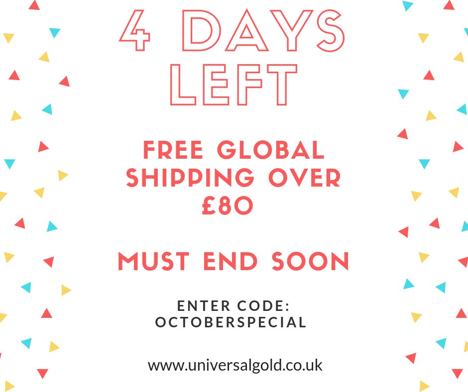 UniversalGoldLt's tweet photo. 🛍️FREE GLOBAL SHIPPING MUST END SOON
Starting your Christmas shopping soon? Spend £80 with Universal Gold to qualify for free global shipping! 👉Link in Bio👈#globalshipping #christmasshopping #christmas2018 #onlineshopping #christmasgifts #giftsforher #giftsforhim #husband #wife https://t.co/dZmUA1no1J