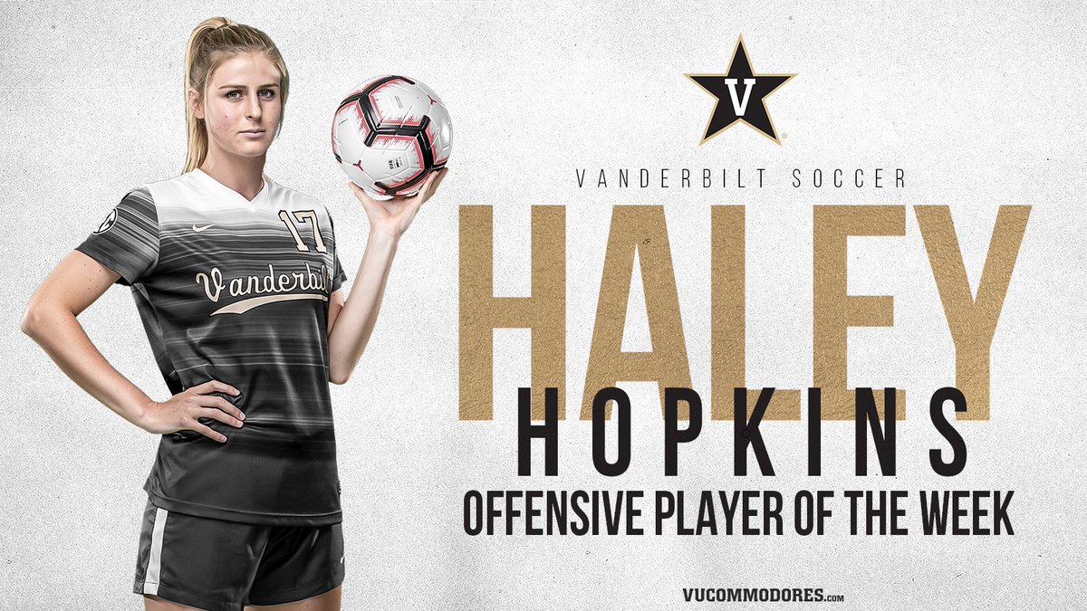 VandySoccer's tweet photo. For the second week in a row, Haley Hopkins has earned SEC Player of the Week honors! #AnchorDown https://t.co/hTHXlm3D9R