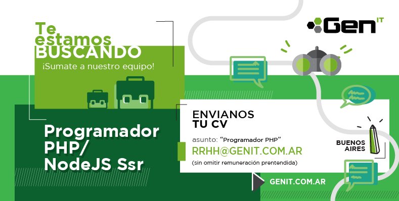 somosgenit's tweet image. ¡GEN IT ESTÁ BUSCANDO PROGRAMADOR PHP/NodeJS Ssr!
#BúsquedaLaboral #ProgramadorPHP #NodeJS
Más info: goo.gl/FBNYN5