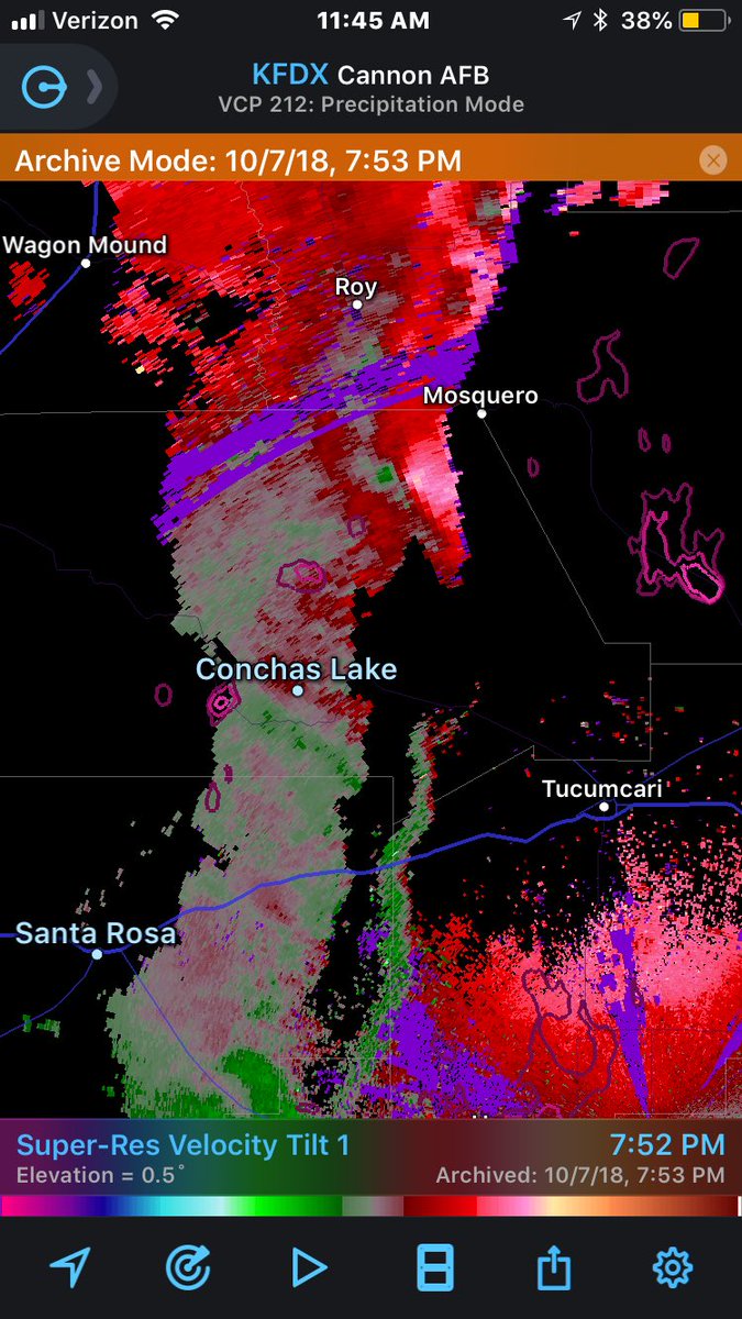 enchanted_wx's tweet photo. Embedded meso around Mosquero NM as shot from Tucumcari last night, 753pm 10.7.18. #groundscraper #wallcloud #qlcs #nmwx #85mm #slightrisk @NWSAlbuquerque @ReedTimmerAccu https://t.co/XySypTaa7i