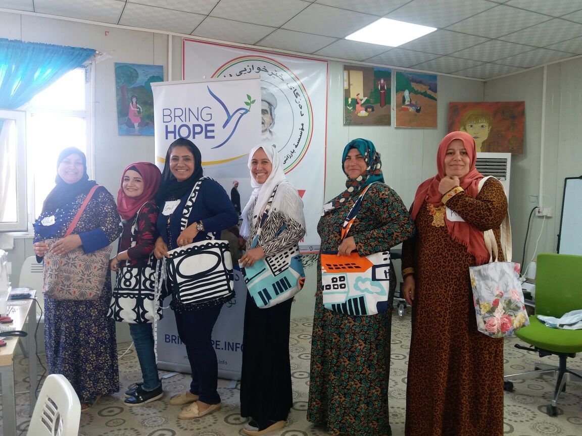 BringHopeF's tweet photo. Day 2 of the #SewingHope project in Darashakran &amp; Debaga Camp!

The women have been loving working together and they've already made some amazing bags 💙 #WithRefugees https://t.co/1mqrlbiBKG