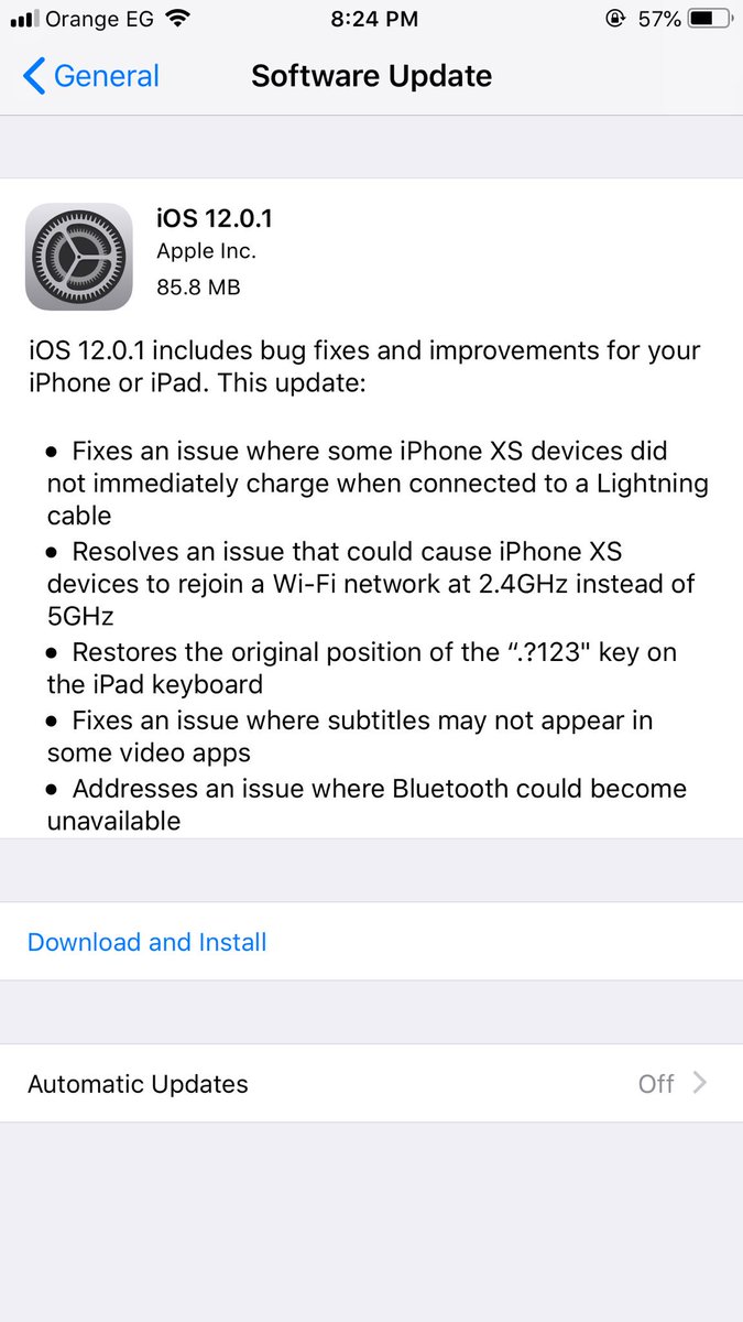 ahmedghanem's tweet image. #Apple just pushed new #iOS12 update 
#iOS1201
