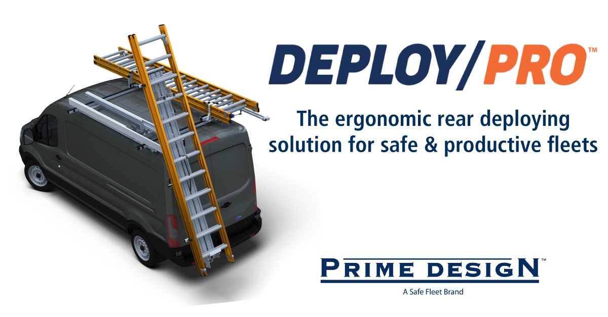 PrimeDesignRack's tweet photo. Safely stow or deploy ladders from behind the vehicle, shielded from potential road hazards or traffic. #deploypro #fleetsafety
Now available to order for Ford Transit (Low Roof) and GM Vans: https://t.co/PdEY8Ketjj https://t.co/WDs2FVoI3U