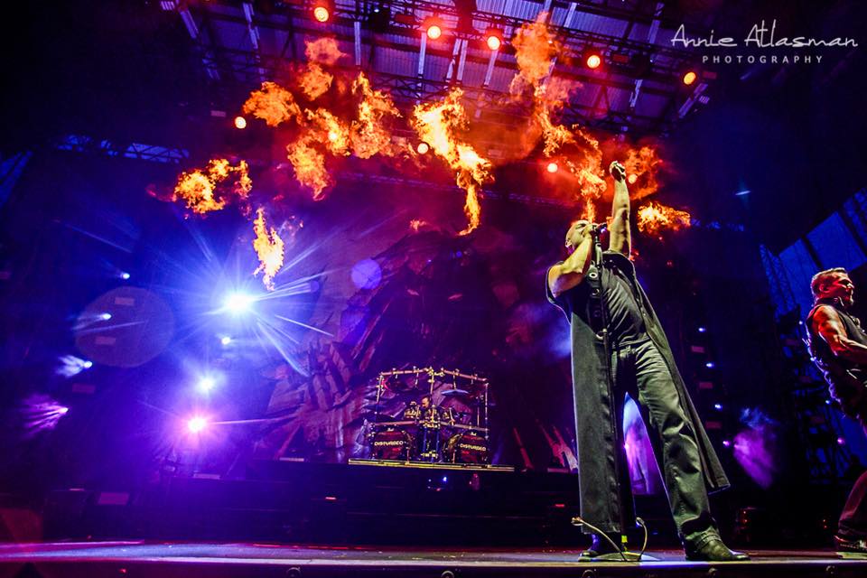 Disturbed's tweet photo. To celebrate the release of our new album, EVOLUTION, we are performing a small, intimate show at the @iHeartRadio Theater in Manhattan on the evening of October 19. Want to be there with a friend? We have some tickets to give away. More info: https://t.co/TmjrTffH2O https://t.co/IheH5CpmzC