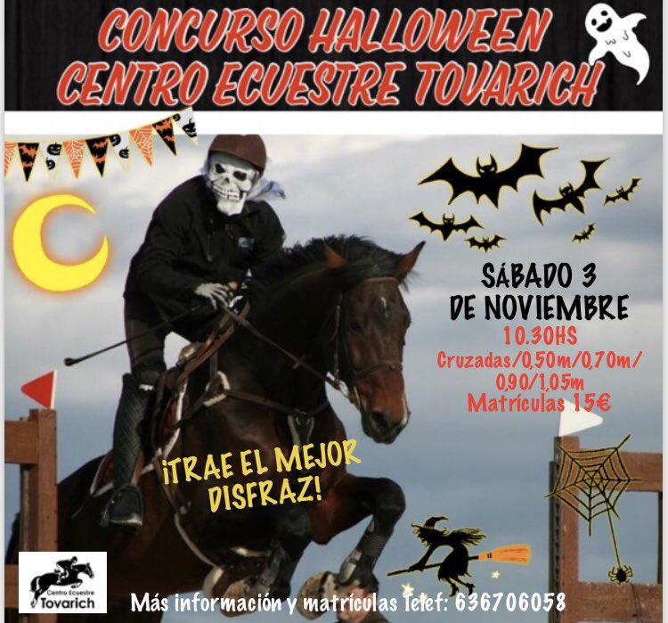 hipicatovarich's tweet photo. Ya tenemos plan para Halloween!!!  
Premio 🥇 a mejor disfraz infantil, al mejor adulto, 🏆al mejor acompañante y al mejor caballo!!! 🐎 Menudo halloween 🎃 nos espera!! Vamos a pasar un día diferente y súper divertido!! 👻 https://t.co/7Sm70yW143