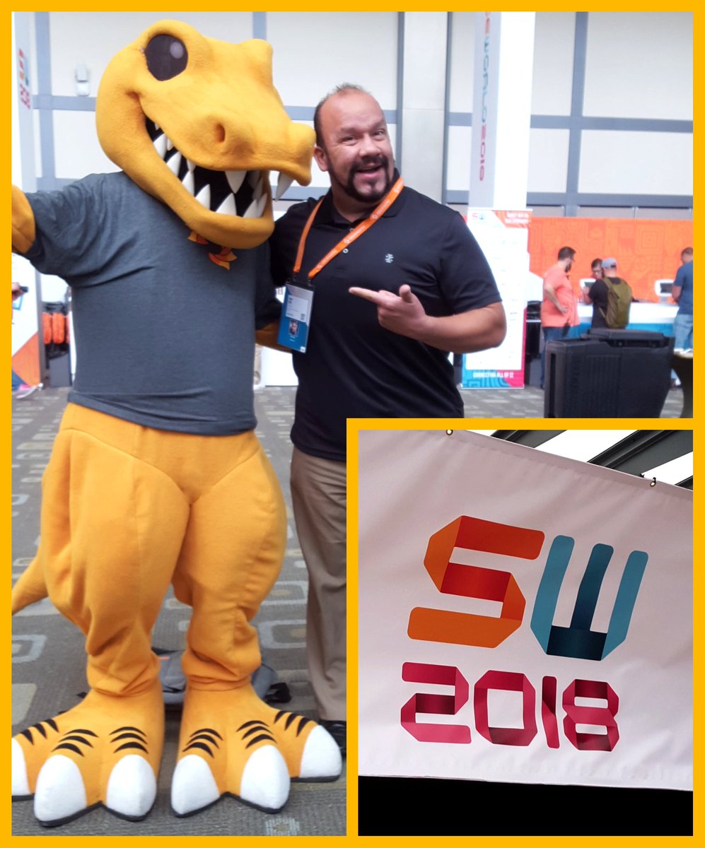 TroyVera_AdGuy's tweet photo. Kickin it with my new pal #SpiceRex at the @Spiceworks #SpiceWorld2018 early registration. @brinqa will be there tomorrow, ready to make some great new connections &amp; see some familiar Spicy faces: @judithjacobson @Erik_Hermes &amp; more. https://t.co/wiyAI44Gju