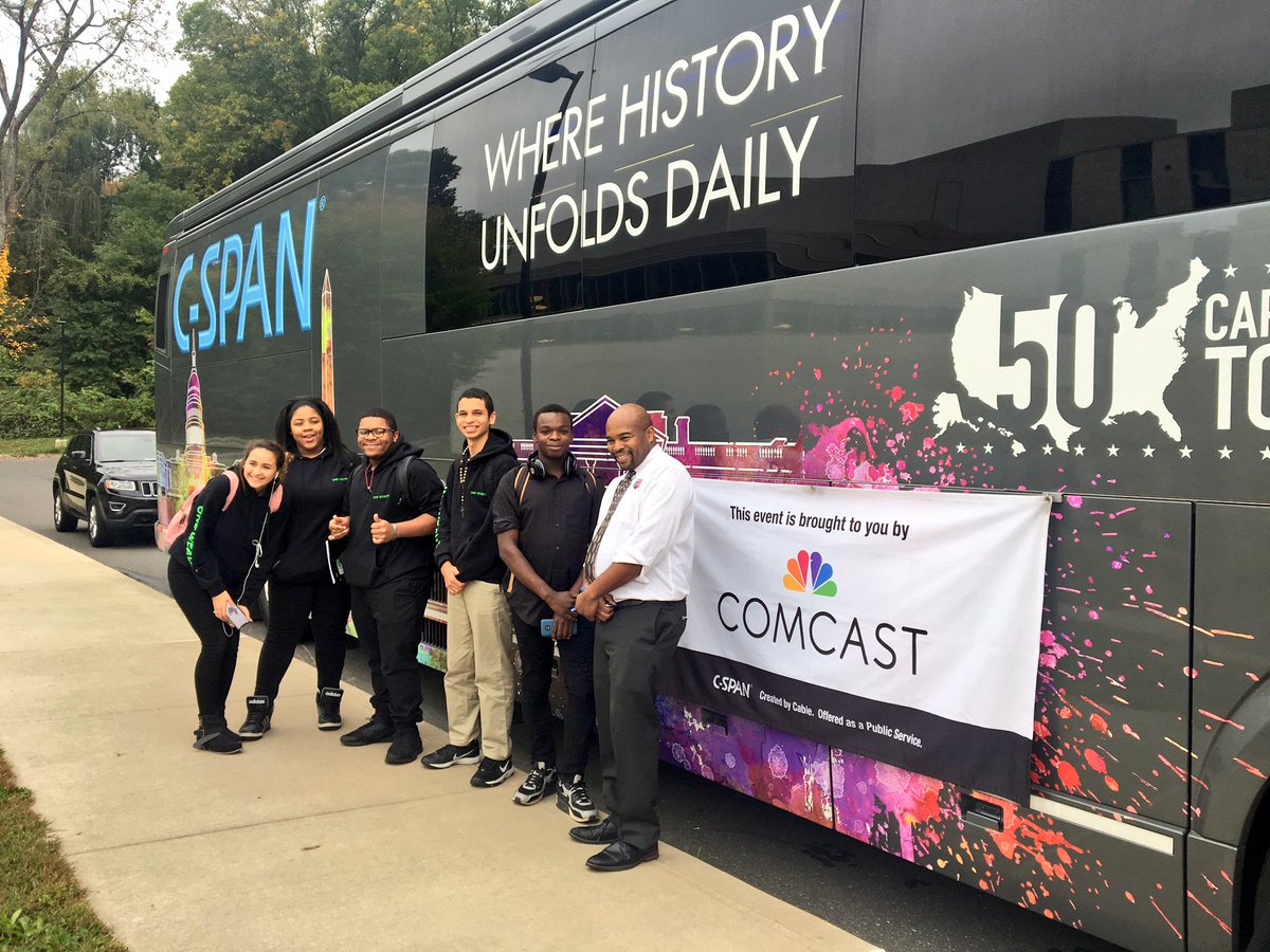 cspanbus's tweet photo. We had so much fun learning about @cspan and @StudentCam at the Journalism and Media Academy! Thanks for having us! #50CapitalsTour https://t.co/fsQcfPUso6