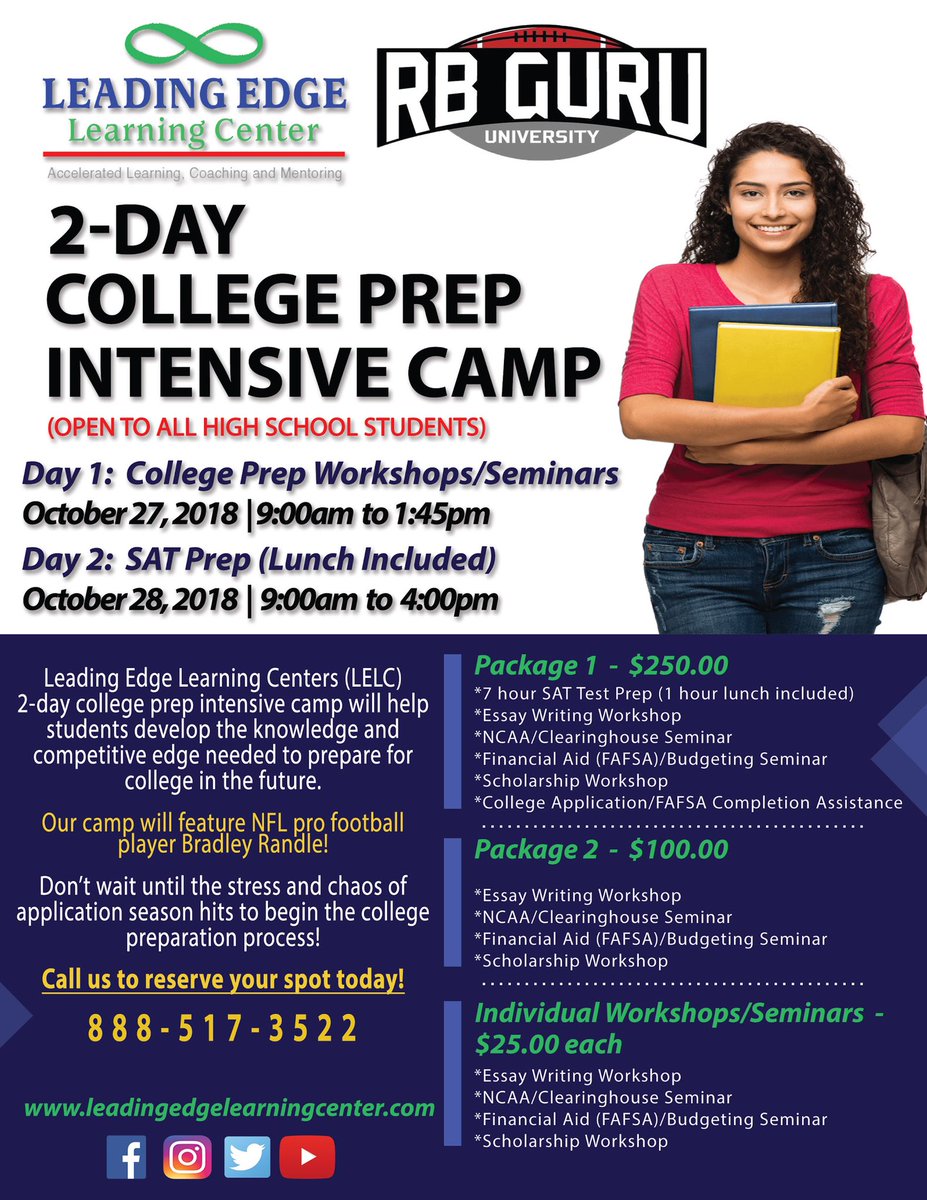 LeadingEdgeLC's tweet photo. Our Fontana and Moreno Valley branches will be hosting a 2-day college prep intensive camp on October 27th and 28th. This event is open to the public! See flyer for details. 

#MorenoValley #Perris #Fontana #Riverside #OntarioCA #RivCo #InlandEmpire #IEShineOn https://t.co/5stw6YAL2G