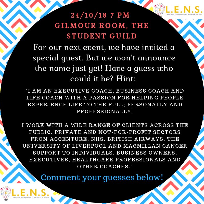 UolEntrepreneur's tweet photo. EVENT EVENT EVENT‼️‼️
24/10/18 @7pm 
#guesstheguest 
Comment below who you think the guest speaker is? https://t.co/IkbY1MJgIF