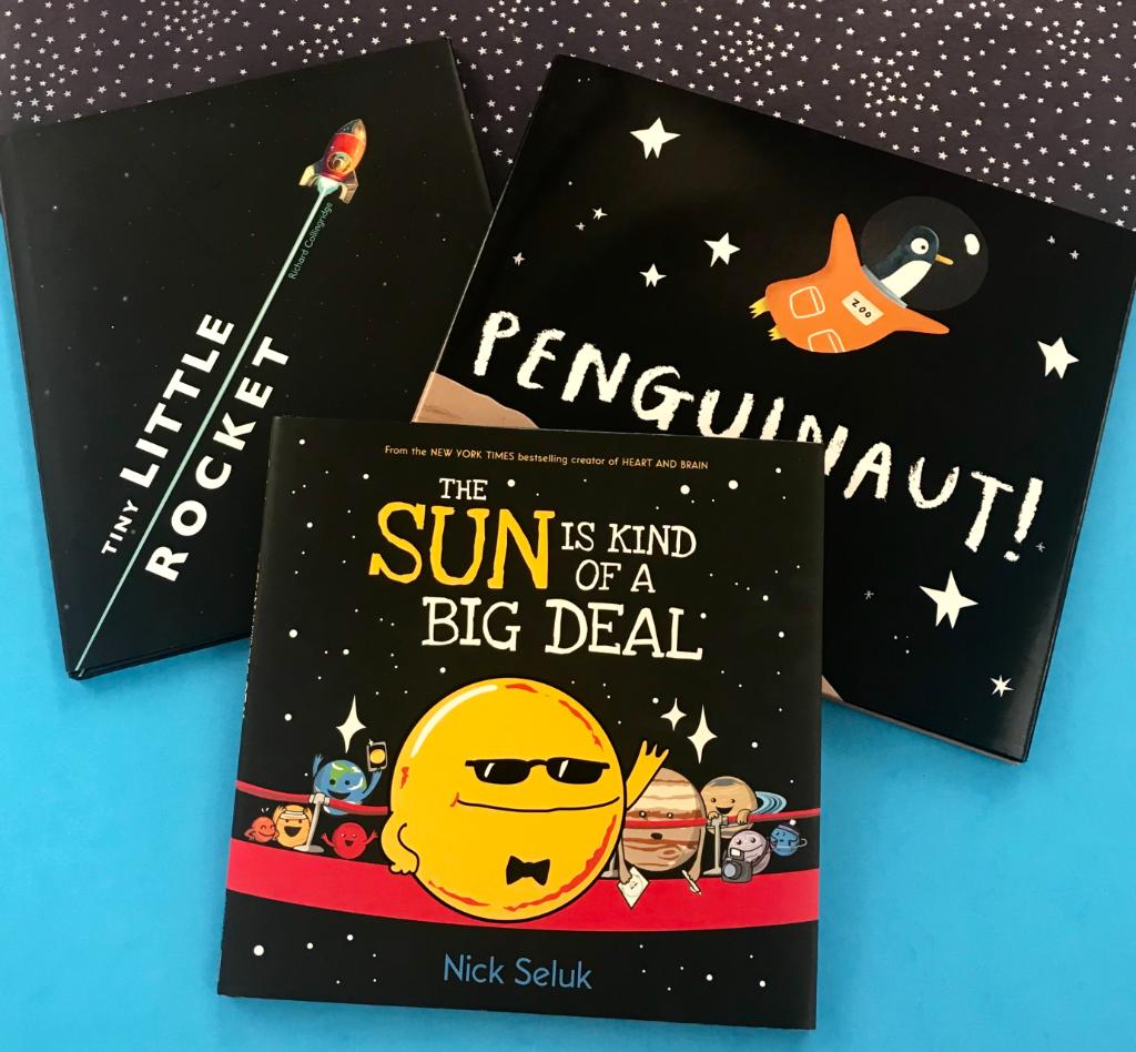 Scholastic's tweet photo. Get your rocket ship ready! We've rounded up picture books to take you on a tour of the galaxy during #WorldSpaceWeek. 🚀 > https://t.co/HCykv8Zu52 https://t.co/XAMC8soQ10