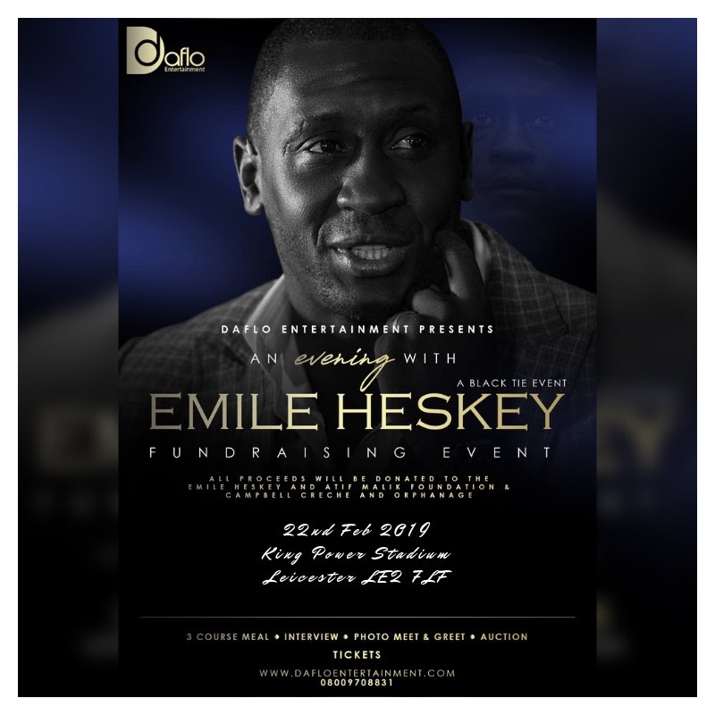 Dafloent's tweet photo. Tickets go on sale 12th October for the Emile Heskey event https://t.co/rnA42dDlUn