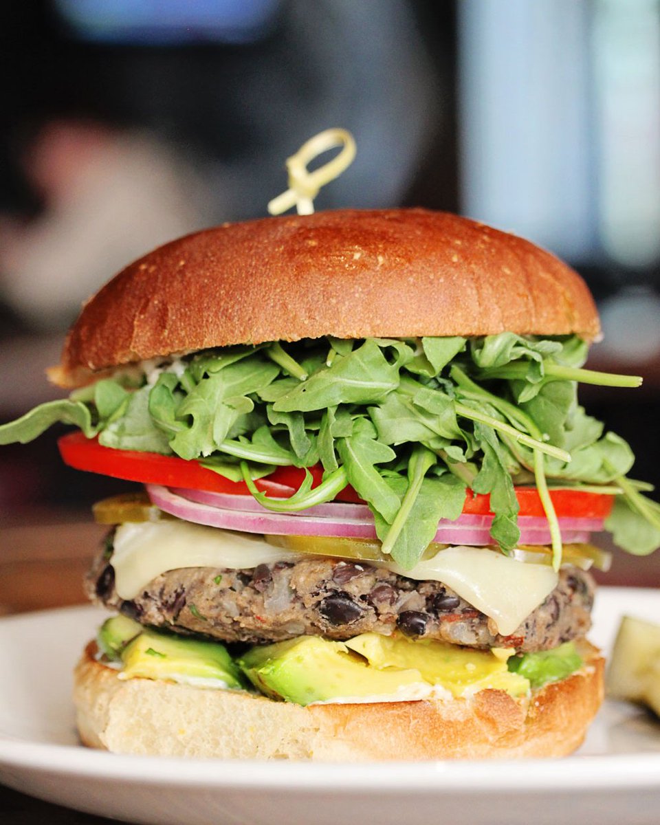 Whether you do #meatlessmonday or not, the @cafe.bernardo Black Bean Burger is a delish way to start the week! #PRGfoodie #cafebernardo