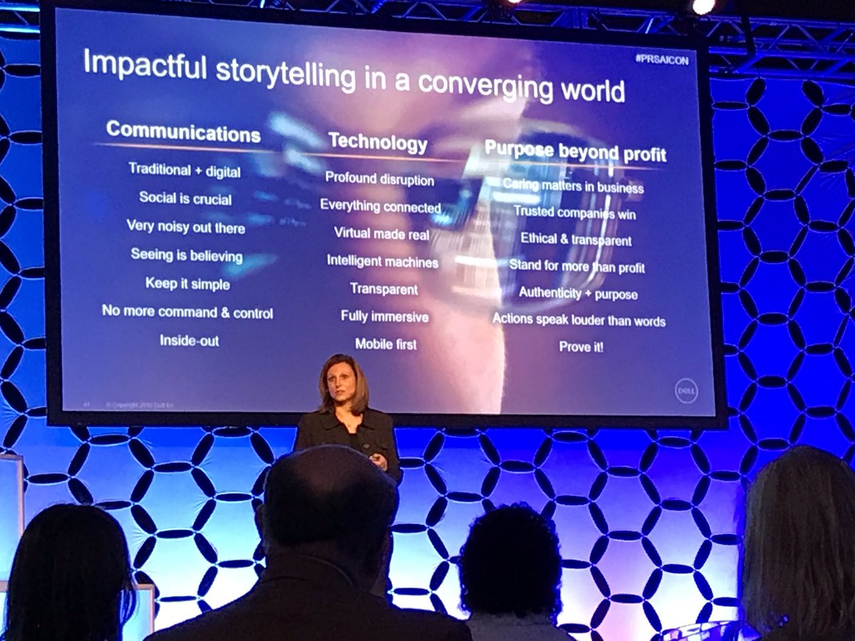 dannycraig's tweet photo. Campaigns need storytelling with IMPACT in a world of ambiguous news ... @Dell SVP Stella Low wowed with her  tales of corporate comms at #PRSAIcon2018 in #Austin https://t.co/WEV2pYgFyF